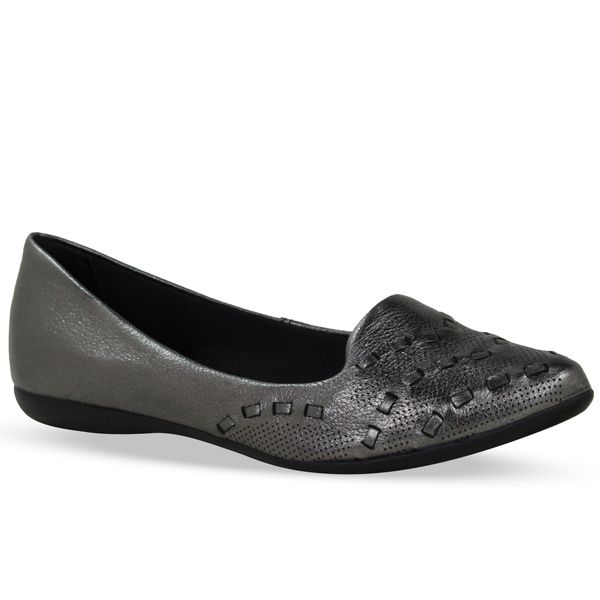 Sapatilha Couro Metalizado Roma Pewter 35