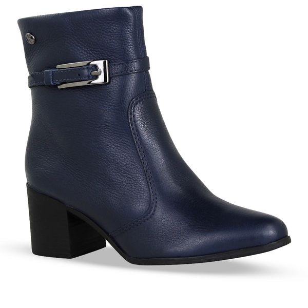 Bota Cano Baixo Couro Burnish Marinho 34