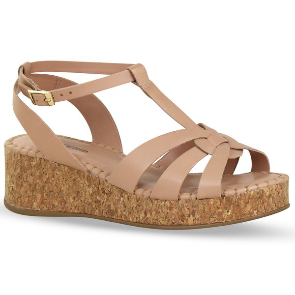 Sandália Anabela Couro Atanado Napoli Brown Sugar 38
