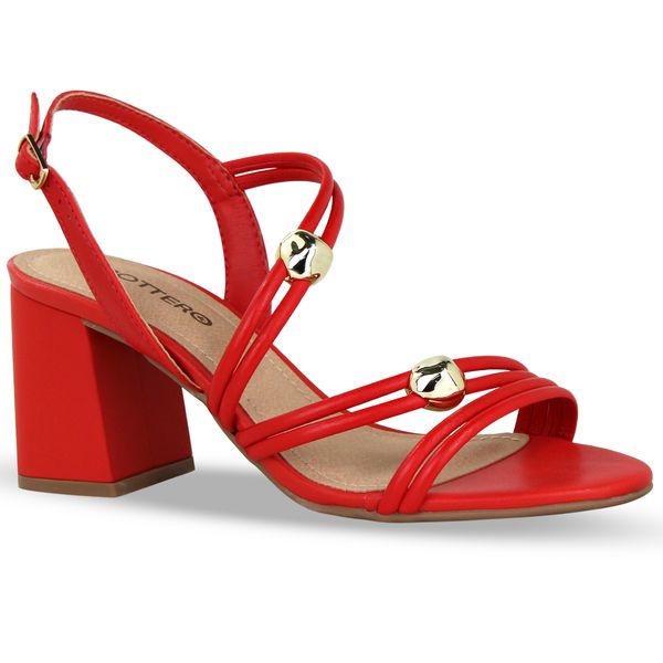 Sandália Couro Burnish Vermelho 35