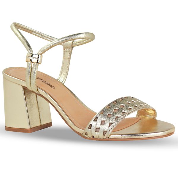 Sandália Couro Metalizado Roma Dourado 35