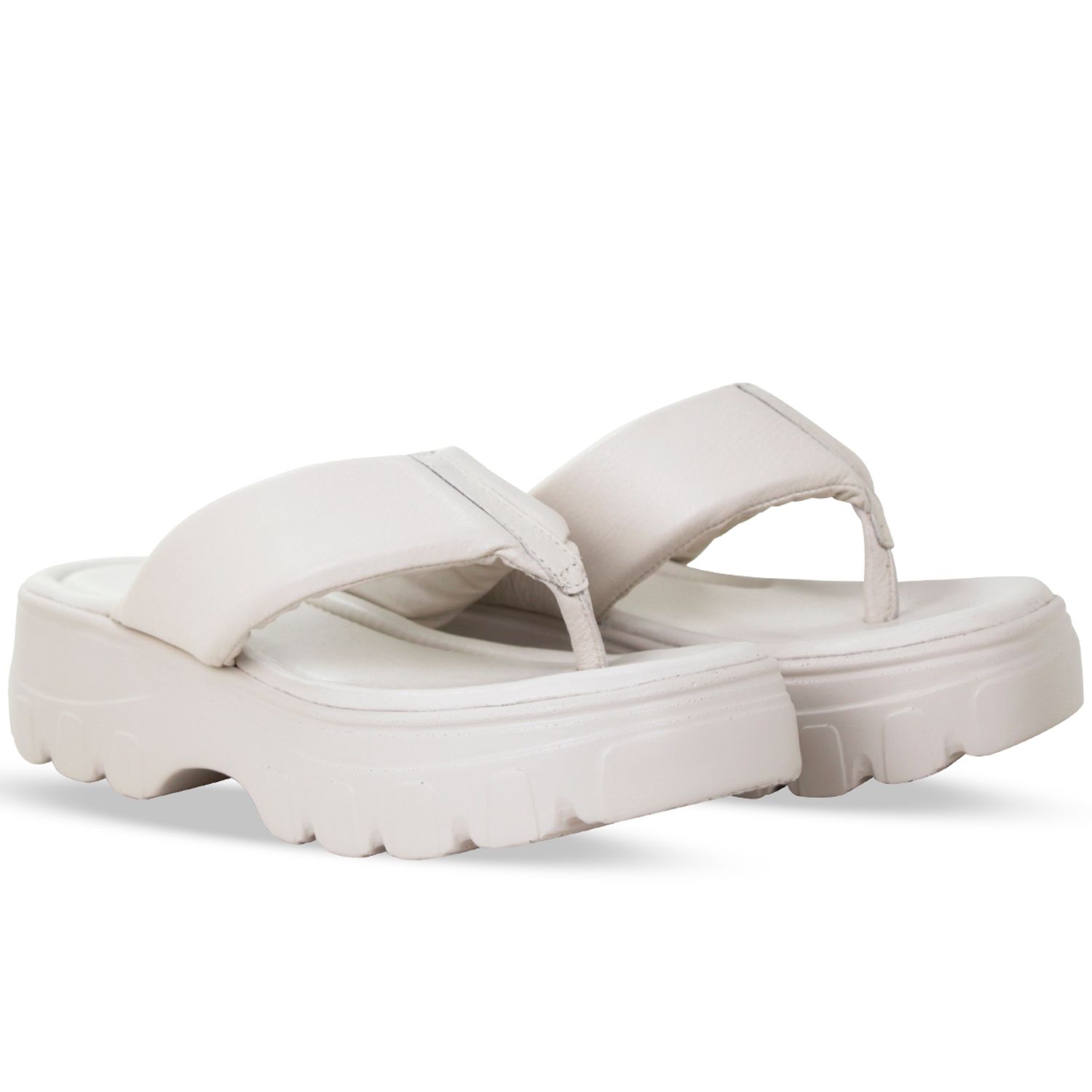 Sandália flatform em couro <em>off-white</em>, da Bottero